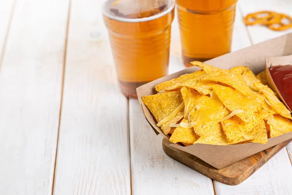 Nachos servido como calle, comida del estadio — Foto de Stock