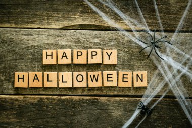 Cadılar Bayramı arka plan - ahşap masada web