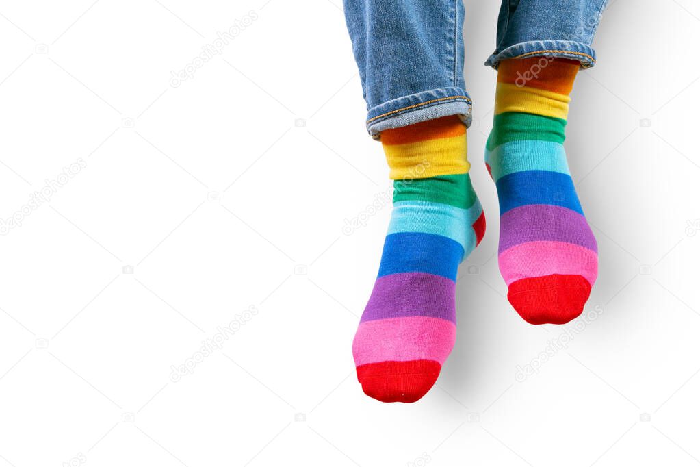 Woman wearing rainbow socks - LGBT pride symbol