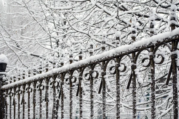 Winter Snow Pattern Fence — Stock Photo, Image