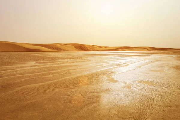 Scene Water Landscape Dunes Sahara Desert Tatooine Tunisia Africa Sunset — Stock Photo, Image