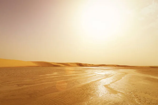Scene Water Landscape Dunes Sahara Desert Tatooine Tunisia Africa Sunset — Stock Photo, Image