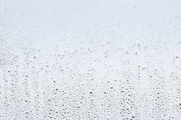 Gotas Chuva Superfície Dos Vidros Janela Com Fundo Cinza Céu — Fotografia de Stock