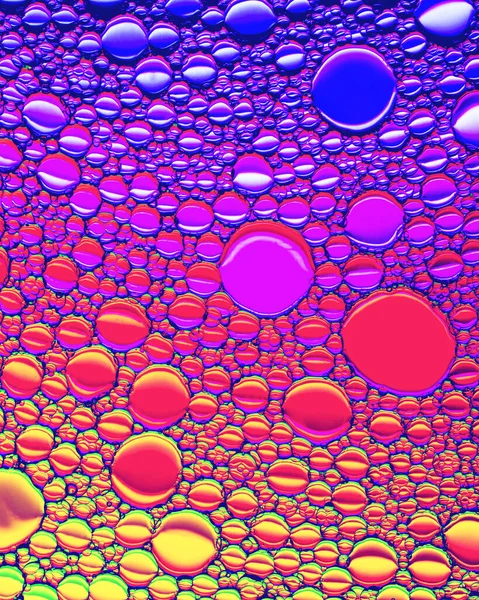 Ovanifrån Färgglad Droppar Olja Vattnet Regnbåge Eller Spektrum Färgade Cirklar — Stockfoto