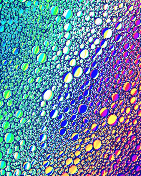 Kleurrijke Druppels Olie Het Water Cirkels Ovalen Abstract Helder Decor — Stockfoto