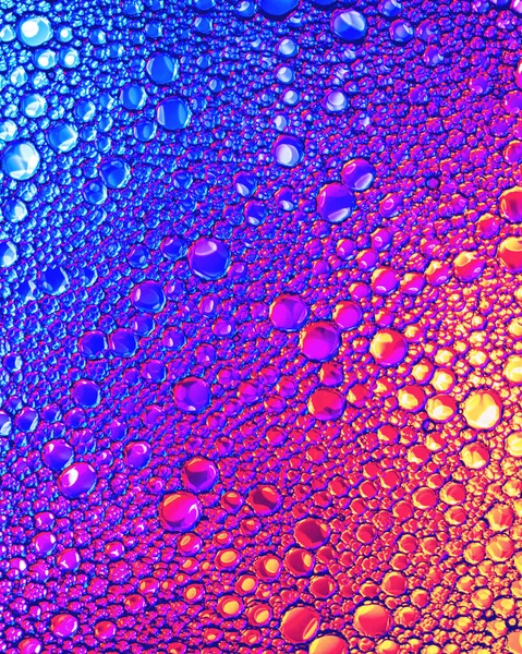 Vista Superior Uma Colorida Gotas Óleo Água Arco Íris Espectro — Fotografia de Stock