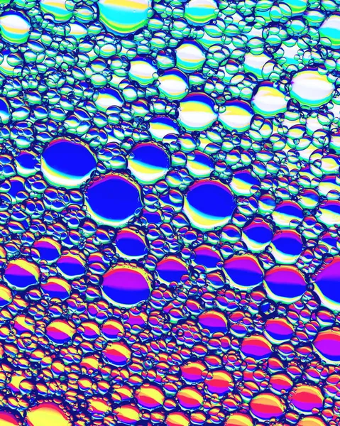 Vista Superior Uma Colorida Gotas Óleo Água Arco Íris Espectro — Fotografia de Stock