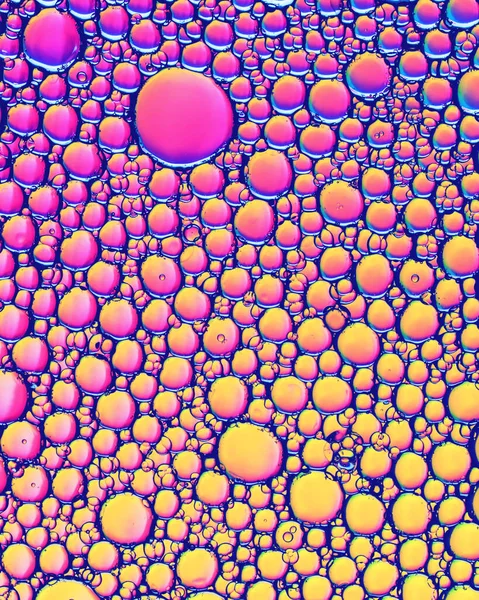 Kleurrijke Druppels Olie Het Water Regenboog Spectrum Gekleurde Cirkels Ovalen — Stockfoto