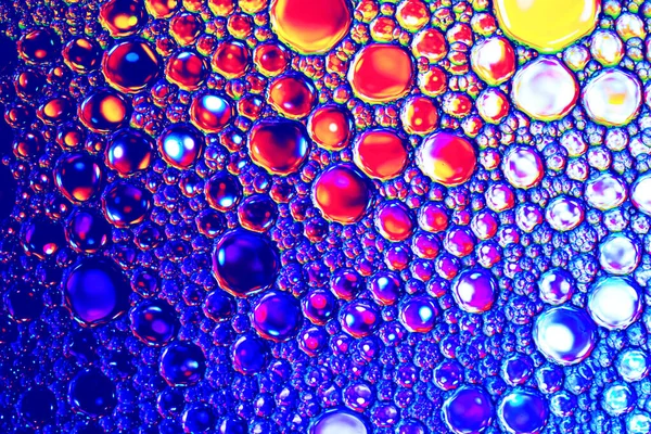 Top View Colorful Drops Oil Water Rainbow Spectrum Colored Circles — Stock Photo, Image