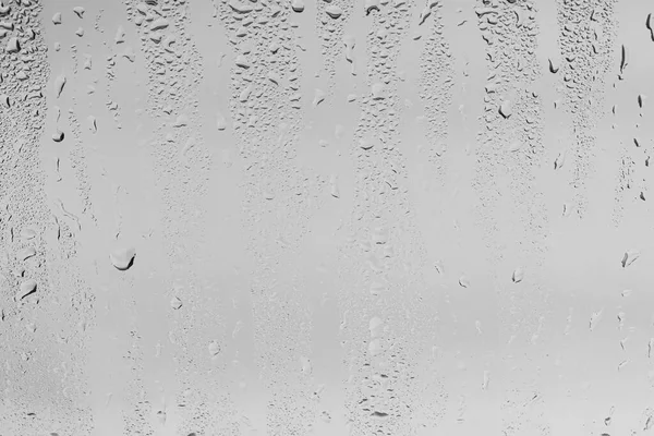 Rain Drops Window Glasses Surface Gray Sky Background Natural Backdrop — Stock Photo, Image