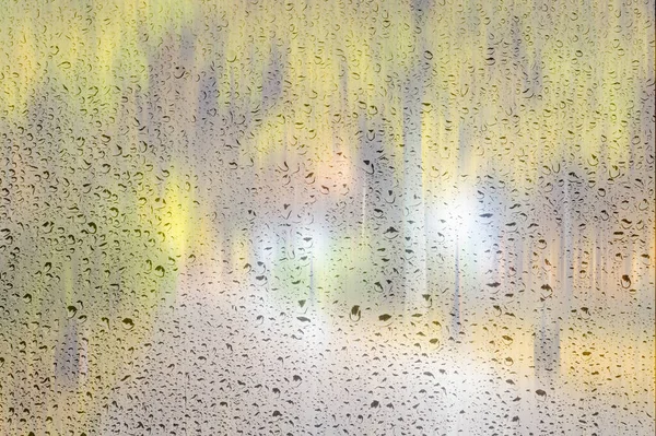 Nachtverregneter Park Mit Gelben Ahornblättern Bürgersteig Und Laternen Hinter Nassem — Stockfoto