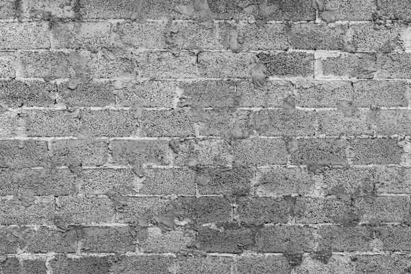 混凝土砌块连接的水泥墙的单色纹理 用于设计的黑白背景摘要 — 图库照片