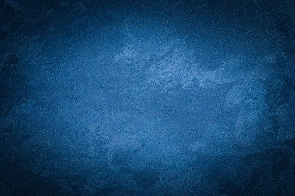 Blue Decorative Plaster Texture Vignette Abstract Grunge Background Copy Space — Stock Photo, Image