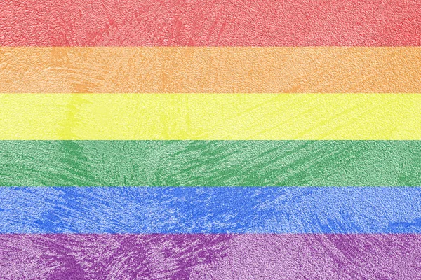 彩虹Lgbtq或同性恋骄傲的旗帜装饰石膏或混凝土纹理 设计的背景摘要 — 图库照片