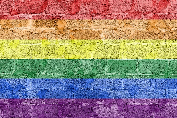 Rainbow Lgbtq Gay Pride Flag Stone Wall Texture Abstract Background — Stock Photo, Image