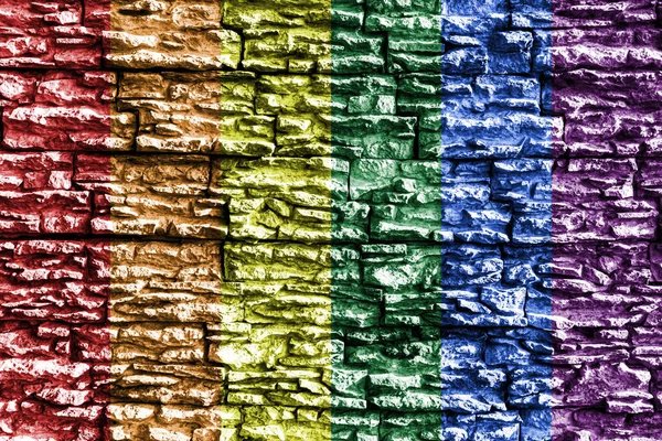 Rainbow Lgbtq Gay Pride Flag Stone Wall Texture Abstract Background — Stock Photo, Image