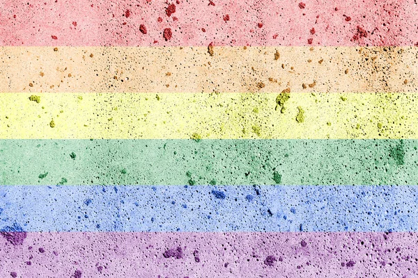 Gökkuşağı Lgbtq Yoksa Beton Duvar Dokusunda Eşcinsel Gururlu Grunge Bayrağı — Stok fotoğraf