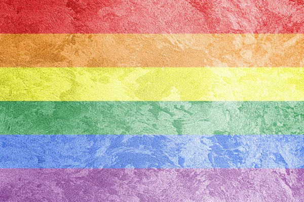 Rainbow Lgbtq Gay Pride Flag Decorative Plaster Concrete Texture Abstract — Stock Photo, Image