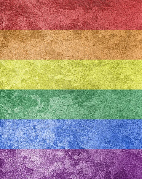 Rainbow Lgbtq Gay Pride Flag Decorative Plaster Concrete Texture Abstract — Stock Photo, Image