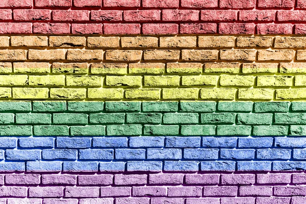 Rainbow Lgbtq Gay Pride Flag Brick Wall Texture Abstract Background — Stock Photo, Image