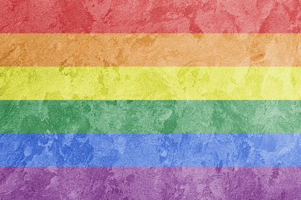 Rainbow Lgbtq Bandeira Orgulho Gay Gesso Decorativo Textura Concreto Fundo — Fotografia de Stock