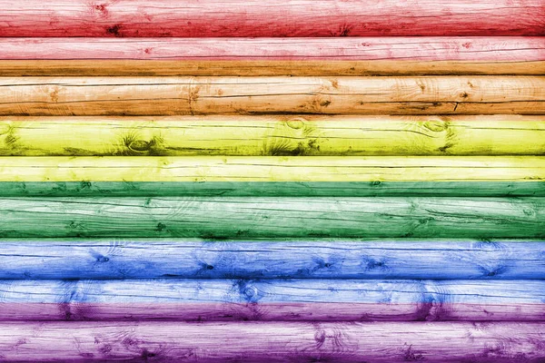 Rainbow Lgbtq Gay Pride Flag Logs Texture Abstract Background Design — Stock Photo, Image
