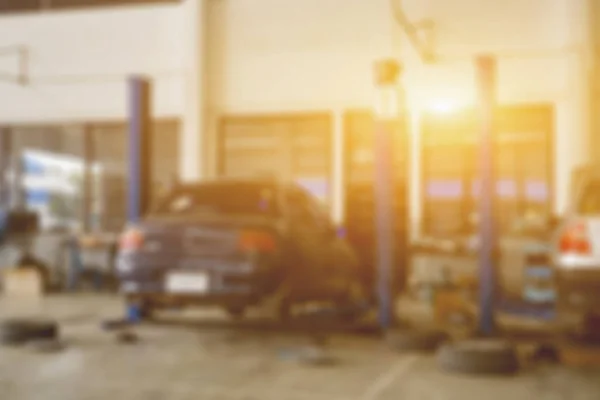Blurred Background Technician Car Repairing Garage — Stock Photo, Image
