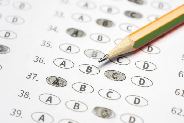 Optical Form Standardized Test Answers Bubbled Black Pencil — Stock Photo, Image