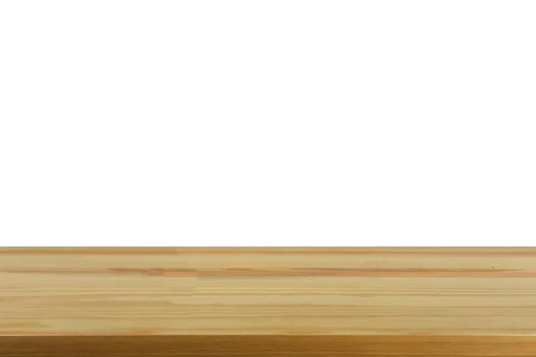 コピー スペースと白い背景の上の木製のテーブルの空の上 — ストック写真