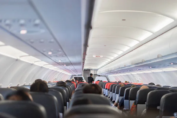 Καθίσματα Επιβατών Αεροπλάνο Πίνακα Άνθρωποι Συνεδρίαση — Φωτογραφία Αρχείου