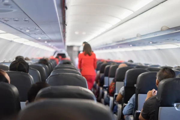 Καθίσματα Επιβατών Αεροπλάνο Πίνακα Άνθρωποι Συνεδρίαση — Φωτογραφία Αρχείου