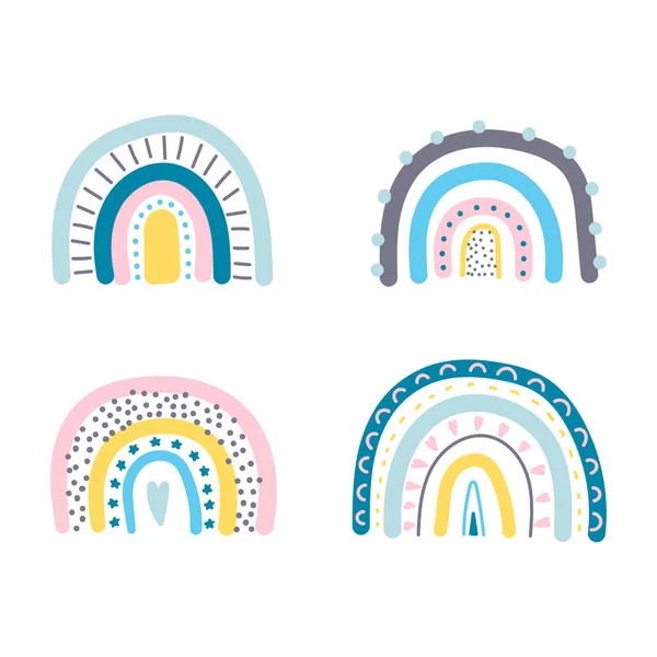 Güzel gökkuşağı seti. Vektör arkaplanı. İskandinav tarzı.