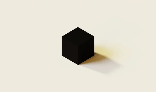 Cubo Nero Isometrico Sfondo Chiaro Carta Parati Rendering Illustrazione Del — Foto Stock