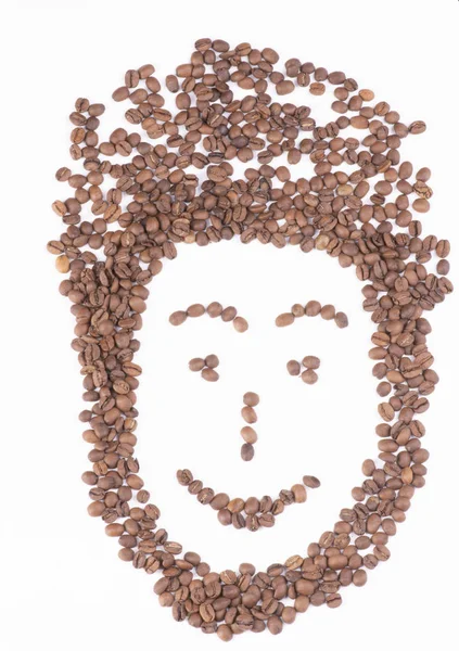 Visage Drôle Fait Avec Des Grains Café — Photo