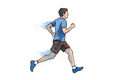 Koşucu suluboya, el çizimi, beyaz arkaplan