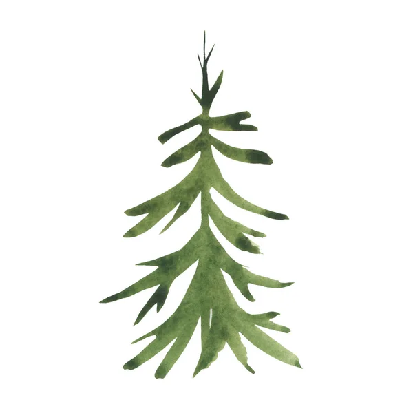 Watercolor Drawing Christmas Tree Festive Theme New Year Winter Spruce — Stock Photo, Image