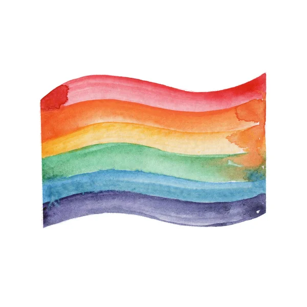 白を基調とした虹色で描かれた水彩旗 Lgbtのシンボル ポストカード レズビアン — ストック写真