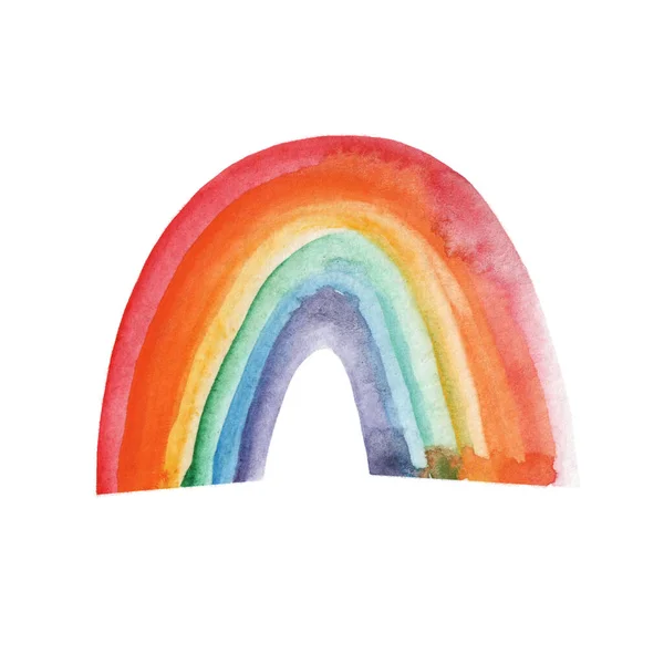 白い背景に水彩多色の虹 はがき Lgbt記号のための水彩イラスト — ストック写真