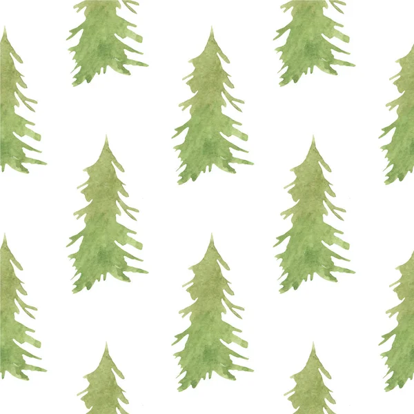 Padrão Sem Costura Com Árvores Natal Aquarela Fundo Natal Férias — Fotografia de Stock