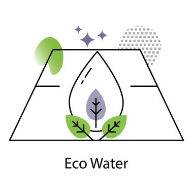 Eko Su Damlası Vektör İllüstrasyon Doğanın Sürdürülebilirliği İçin Simge Tasarımı