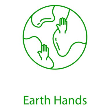 Dünya Gezegeni İnsan Elleri Vektörü Eko İllüstrasyon Simgesi Tasarımı