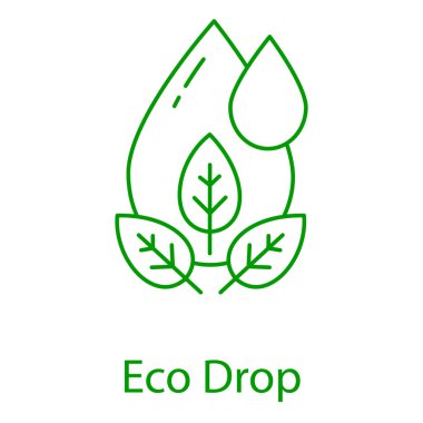 Eko Yaprak Suyu Düşürme Yeşil Doğa Vektörü İllüstrasyon Simgesi Tasarımı