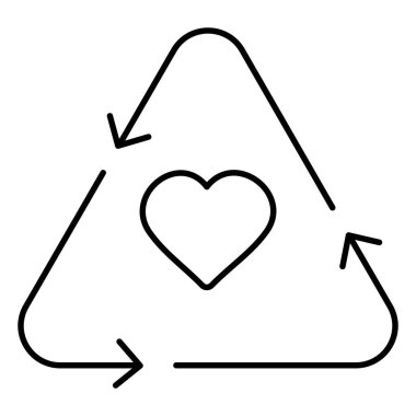 Yeşil Geri Dönüşüm Kalbi Çevre Koruma Vektörü İllüstrasyon Simgesi Tasarımı