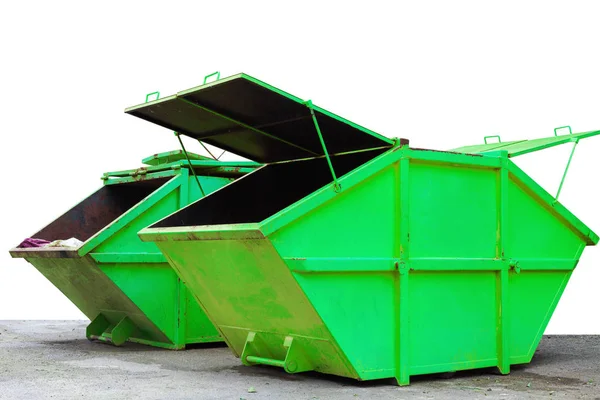 産業廃棄物の箱 ごみ箱 一般廃棄物や産業廃棄物は 白い背景で隔離 — ストック写真