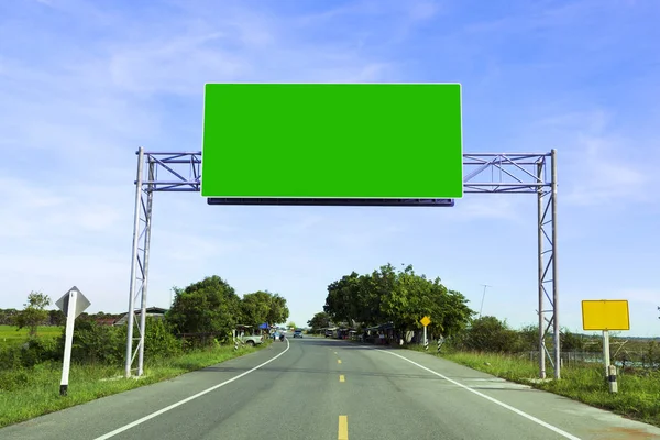 Groene Lege Weg Ondertekenen Snelweg Weg Kopie Ruimte Voor Tekst — Stockfoto