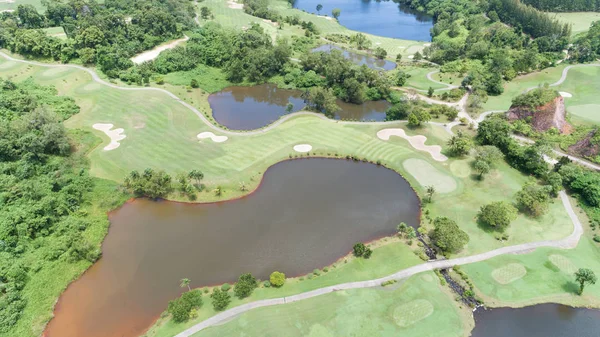 Visão Aérea Drone Tiro Campo Golfe — Fotografia de Stock
