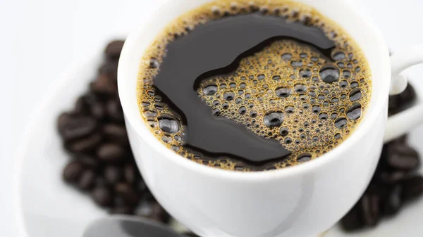 Kávé Csésze Kávébab Fehér Alapon — Stock Fotó