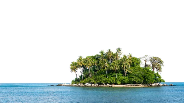 白い背景の上の熱帯のアンダマン海の小さな島 — ストック写真