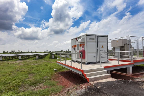 Container with Solar system control in solar farm.