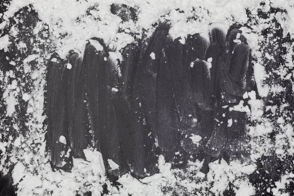 Πασπαλίστε Αλεύρι Σιταριού Αντίγραφο Χώρου Για Κείμενο Σκούρο Μαύρο Φόντο — Φωτογραφία Αρχείου